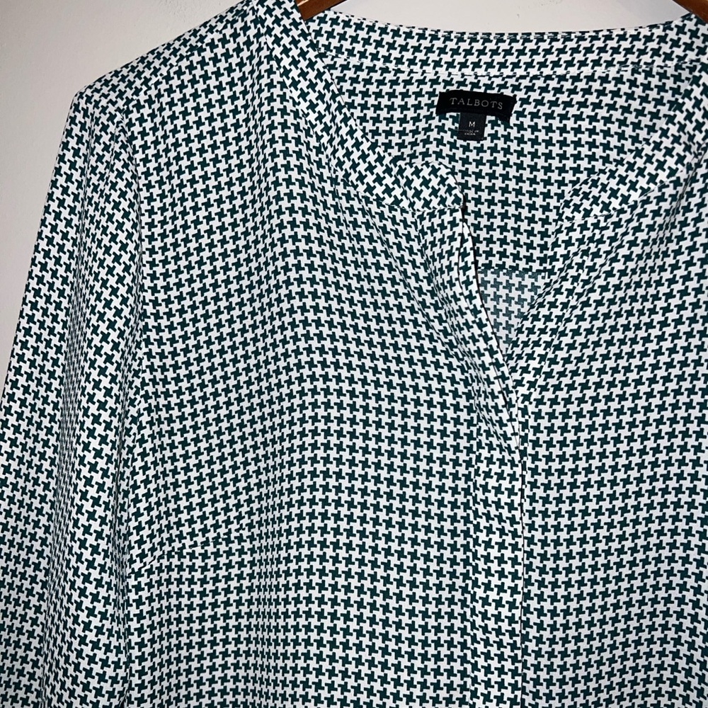 Talbots Houndstooth Print Button Down Flowy Blous… - image 2